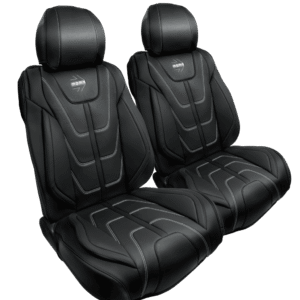 FUNDA CUBRE ASIENTOS MOMO X2 NEGRO/BLANCO CON ESPALDA ANTIDESLIZANTE (SET DE DOS BUTACAS P/AUTO/SUV/PICK UP/ETC)