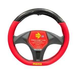 CUBRE VOLANTE MOMO FORMA D NEGRO/ROJO Ø38CM