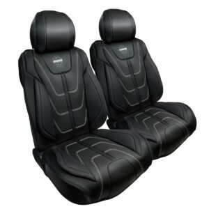 FUNDA CUBRE ASIENTOS MOMO NEGRO/BLANCO CON ESPALDA ANTIDESLIZANTE (INDIVIDUAL P/AUTO/SUV/PICK UP/ETC)