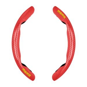 CUBRE VOLANTE MOMO GRIPS APLIQUE TIPO FIBRA DE CARBONO ROJO (2 PIEZAS)