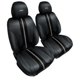 FUNDA CUBRE ASIENTOS MOMO NEGRO/GRIS CON ESPALDA ANTIDESLIZANTE (INDIVIDUAL  P/AUTO/SUV/PICK UP/ETC)