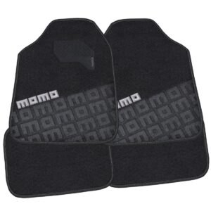 CUBRE ALFOMBRAS UNIVERSAL C/LOGO MOMO BLANCO/GRIS (4 PIEZAS)