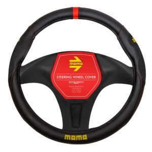 CUBRE VOLANTE MOMO NEGRO/ROJO GRIP LATERAL Ø38CM